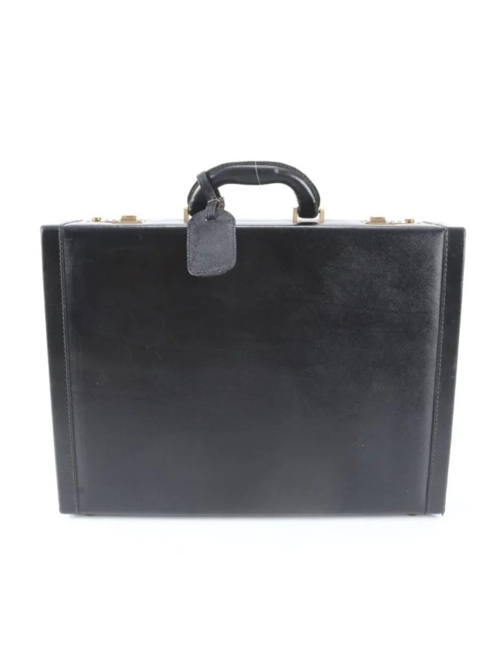Prada Leather Attache Case Hard Document Business Briefcase Black
